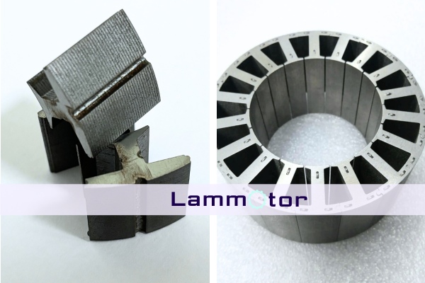 welding and interlocking slot for segmented lamiantion stacks